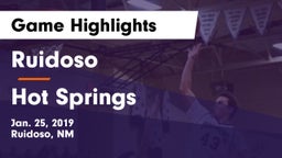 Ruidoso  vs Hot Springs  Game Highlights - Jan. 25, 2019