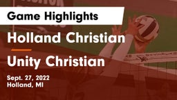 Holland Christian vs Unity Christian  Game Highlights - Sept. 27, 2022