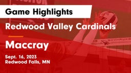 Redwood Valley Cardinals vs Maccray Game Highlights - Sept. 16, 2023