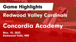 Redwood Valley Cardinals vs Concordia Academy Game Highlights - Nov. 10, 2023