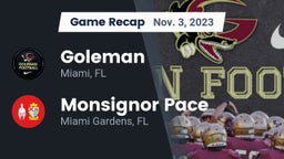 Recap: Goleman  vs. Monsignor Pace  2023