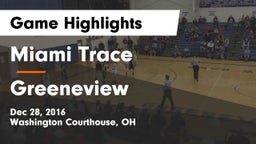 Miami Trace  vs Greeneview  Game Highlights - Dec 28, 2016