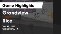 Grandview  vs Rice  Game Highlights - Jan 18, 2017