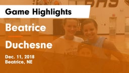 Beatrice  vs Duchesne  Game Highlights - Dec. 11, 2018