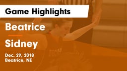 Beatrice  vs Sidney  Game Highlights - Dec. 29, 2018