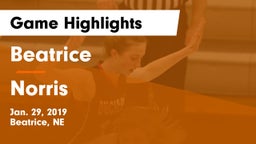 Beatrice  vs Norris  Game Highlights - Jan. 29, 2019