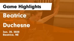 Beatrice  vs Duchesne  Game Highlights - Jan. 20, 2020