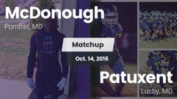 Matchup: McDonough High vs. Patuxent  2016