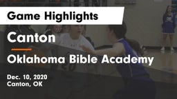 Canton  vs Oklahoma Bible Academy Game Highlights - Dec. 10, 2020