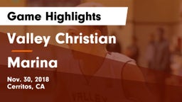 Valley Christian  vs Marina Game Highlights - Nov. 30, 2018