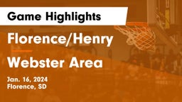 Florence/Henry  vs Webster Area  Game Highlights - Jan. 16, 2024