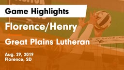 Florence/Henry  vs Great Plains Lutheran  Game Highlights - Aug. 29, 2019