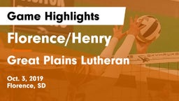 Florence/Henry  vs Great Plains Lutheran  Game Highlights - Oct. 3, 2019