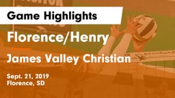 Florence/Henry  vs James Valley Christian Game Highlights - Sept. 21, 2019