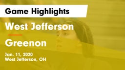 West Jefferson  vs Greenon  Game Highlights - Jan. 11, 2020