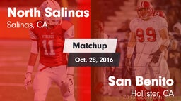 Matchup: North Salinas High vs. San Benito  2016