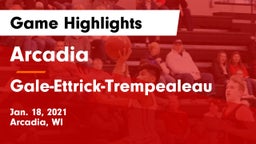 Arcadia  vs Gale-Ettrick-Trempealeau  Game Highlights - Jan. 18, 2021