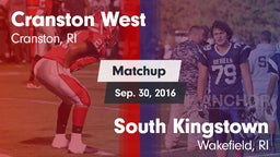 Matchup: Cranston West High vs. South Kingstown  2016