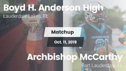 Matchup: Boyd H. Anderson vs. Archbishop McCarthy  2019