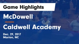 McDowell   vs Caldwell Academy Game Highlights - Dec. 29, 2017