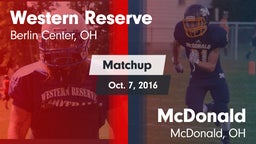 Matchup: Western Reserve vs. McDonald  2016
