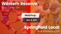 Matchup: Western Reserve vs. Springfield Local  2017