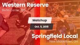 Matchup: Western Reserve vs. Springfield Local  2018