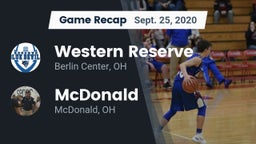 Recap: Western Reserve  vs. McDonald  2020