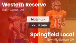 Matchup: Western Reserve vs. Springfield Local  2020