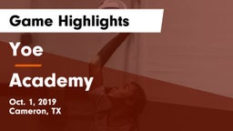 Yoe  vs Academy Game Highlights - Oct. 1, 2019