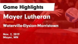 Mayer Lutheran  vs Waterville-Elysian-Morristown  Game Highlights - Nov. 2, 2019