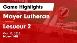 Mayer Lutheran  vs Lesueur 2 Game Highlights - Oct. 10, 2020
