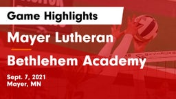 Mayer Lutheran  vs Bethlehem Academy  Game Highlights - Sept. 7, 2021