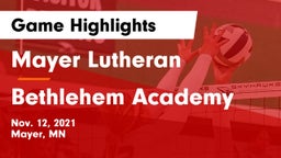 Mayer Lutheran  vs Bethlehem Academy  Game Highlights - Nov. 12, 2021