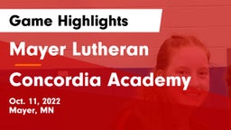 Mayer Lutheran  vs Concordia Academy Game Highlights - Oct. 11, 2022