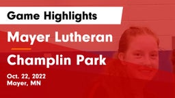 Mayer Lutheran  vs Champlin Park  Game Highlights - Oct. 22, 2022