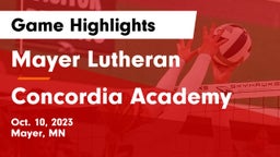Mayer Lutheran  vs Concordia Academy Game Highlights - Oct. 10, 2023