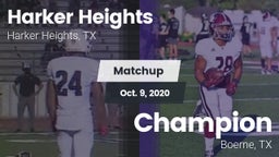 Matchup: Harker Heights High vs. Champion  2020