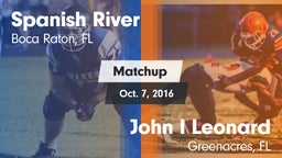 Matchup: Spanish River High vs. John I Leonard  2016
