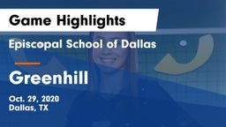 Episcopal School of Dallas vs Greenhill  Game Highlights - Oct. 29, 2020