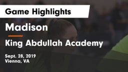 Madison  vs King Abdullah Academy Game Highlights - Sept. 28, 2019