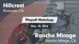 Matchup: Hillcrest High vs. Rancho Mirage  2016