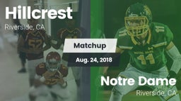 Matchup: Hillcrest High vs. Notre Dame  2018