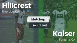 Matchup: Hillcrest High vs. Kaiser  2018