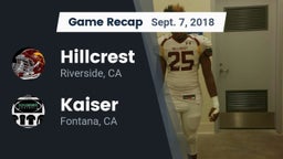 Recap: Hillcrest  vs. Kaiser  2018
