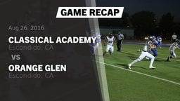 Recap: Classical Academy  vs. Orange Glen  2016