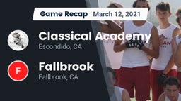 Recap: Classical Academy  vs. Fallbrook  2021