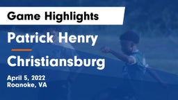 Patrick Henry  vs Christiansburg  Game Highlights - April 5, 2022