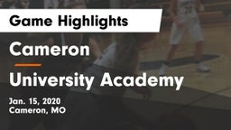 Cameron  vs University Academy Game Highlights - Jan. 15, 2020