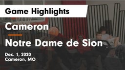 Cameron  vs Notre Dame de Sion  Game Highlights - Dec. 1, 2020
